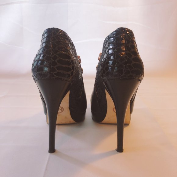 Michael Kors York Leather & Python Heeled Booties - Picture 3 of 5